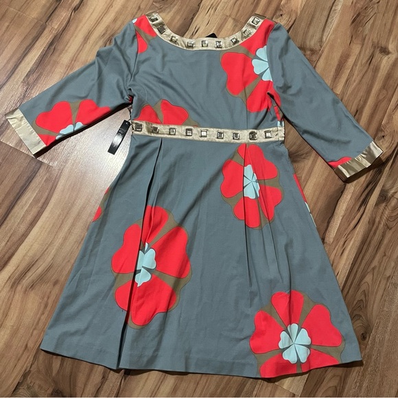 NWT BCBGMaxAzria Retro Floral Dress Sz L - Picture 6 of 7